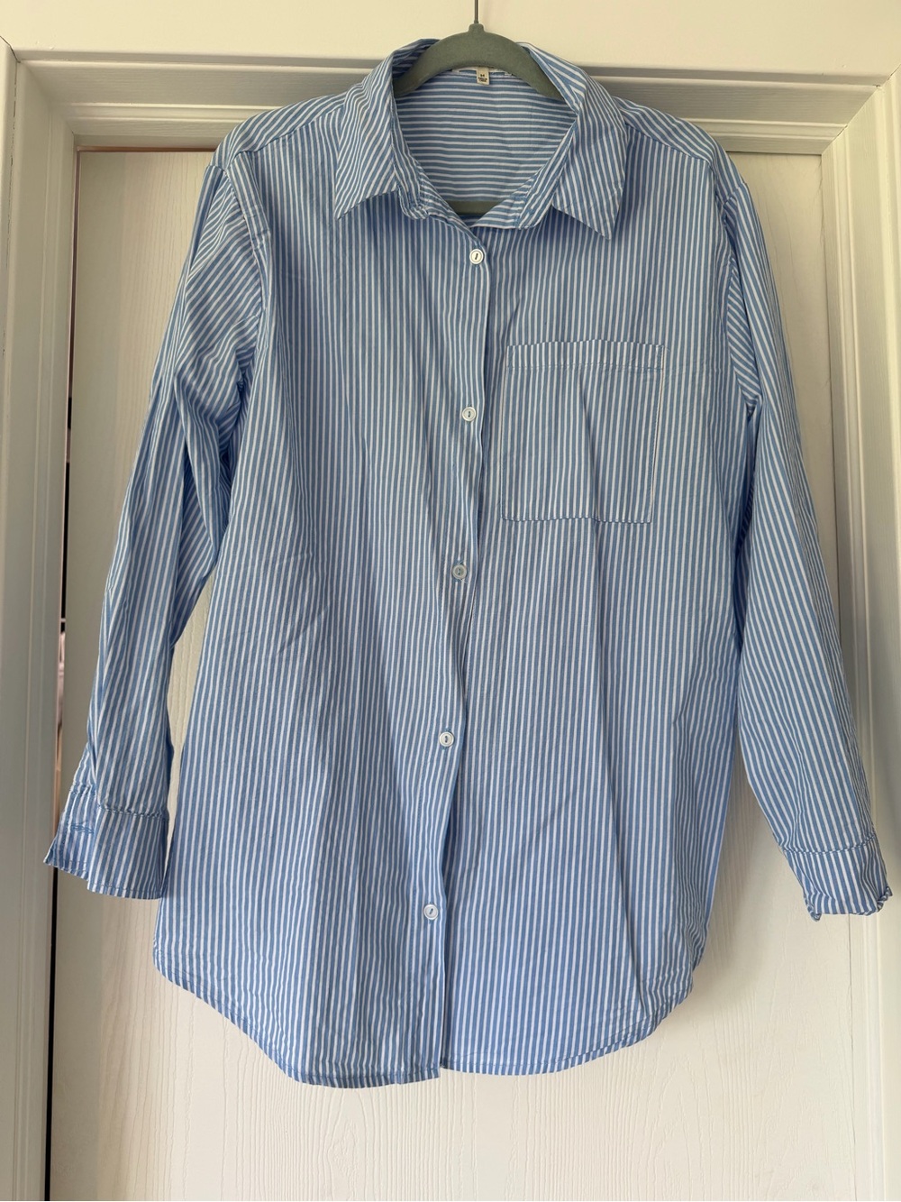 Long Sleeve Button Down Shirt - Blue & White Stripe